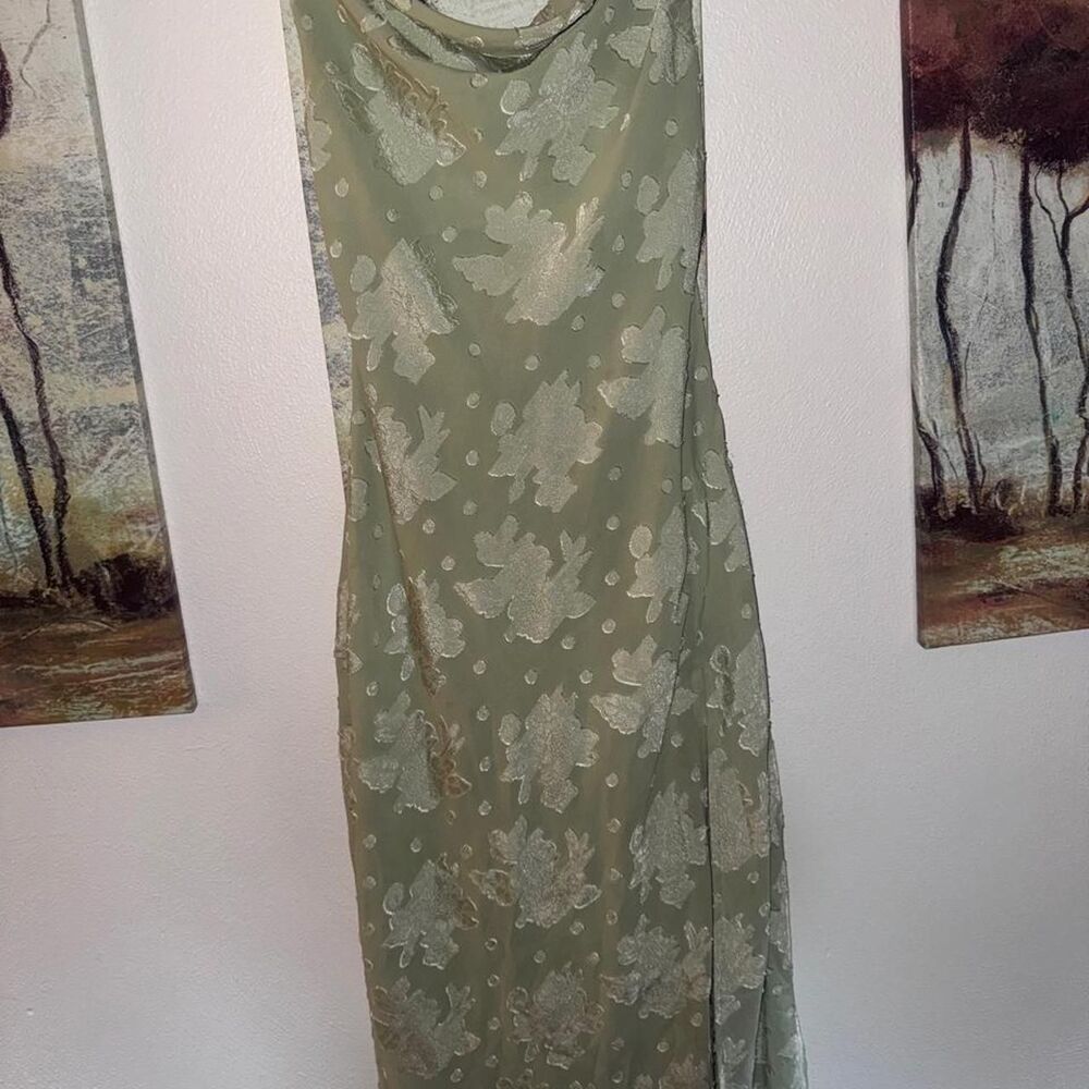 Hello-molly Women's Green and Khaki Dress